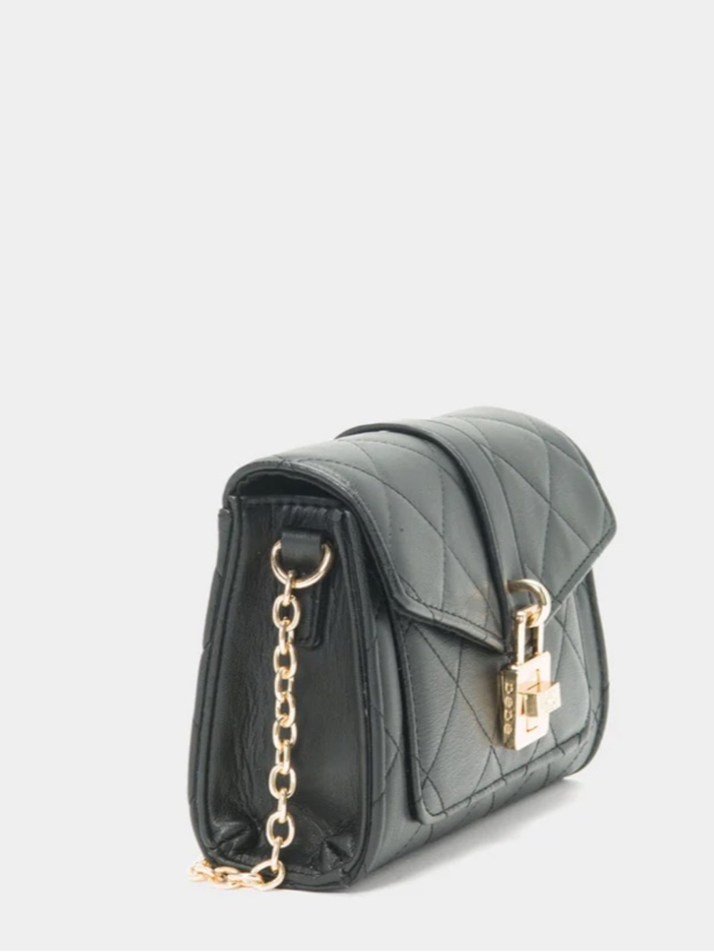 bebe Black Quilted Crossbody Satchel with Gold Chain - Picture 4 of 5